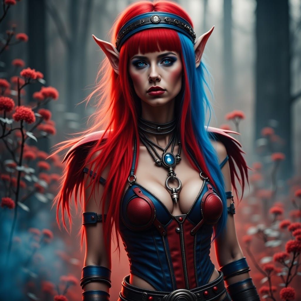 Punk Rock Elf in Digital Art Style