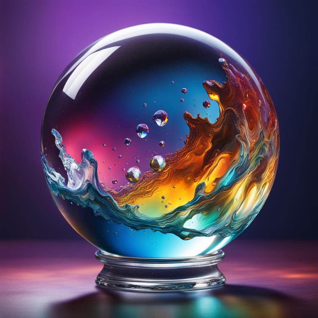 Detailed Crystal Ball in Hyperrealistic Splash Art
