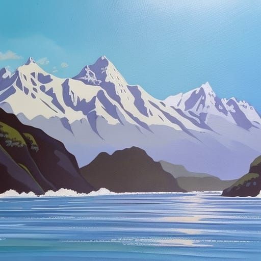 Detailed Gouache Painting of an Adventure Landscape