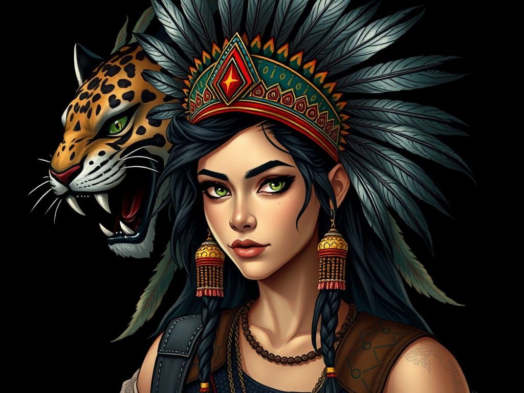 Modern Aztec Goddess in Rebellion