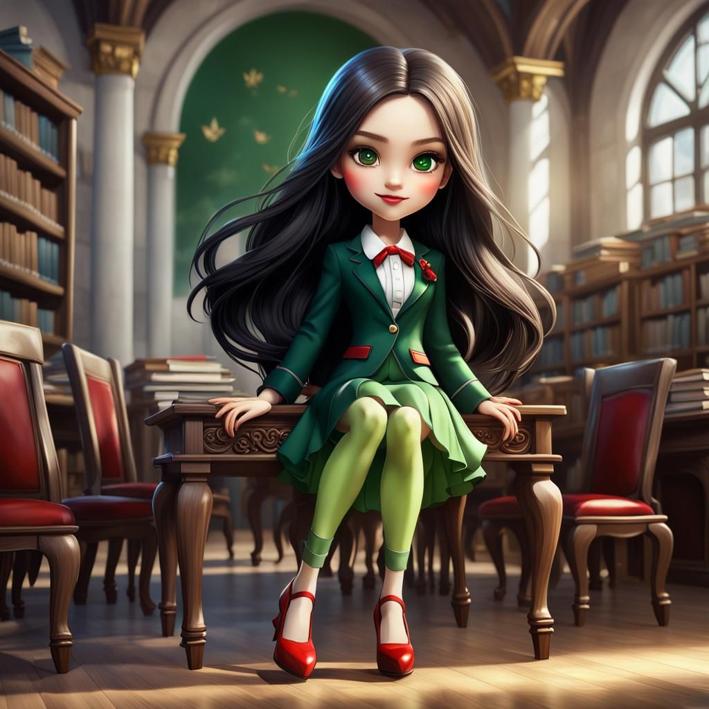 Beautiful Chibi Teacher in Traditional Bulgarian Attire