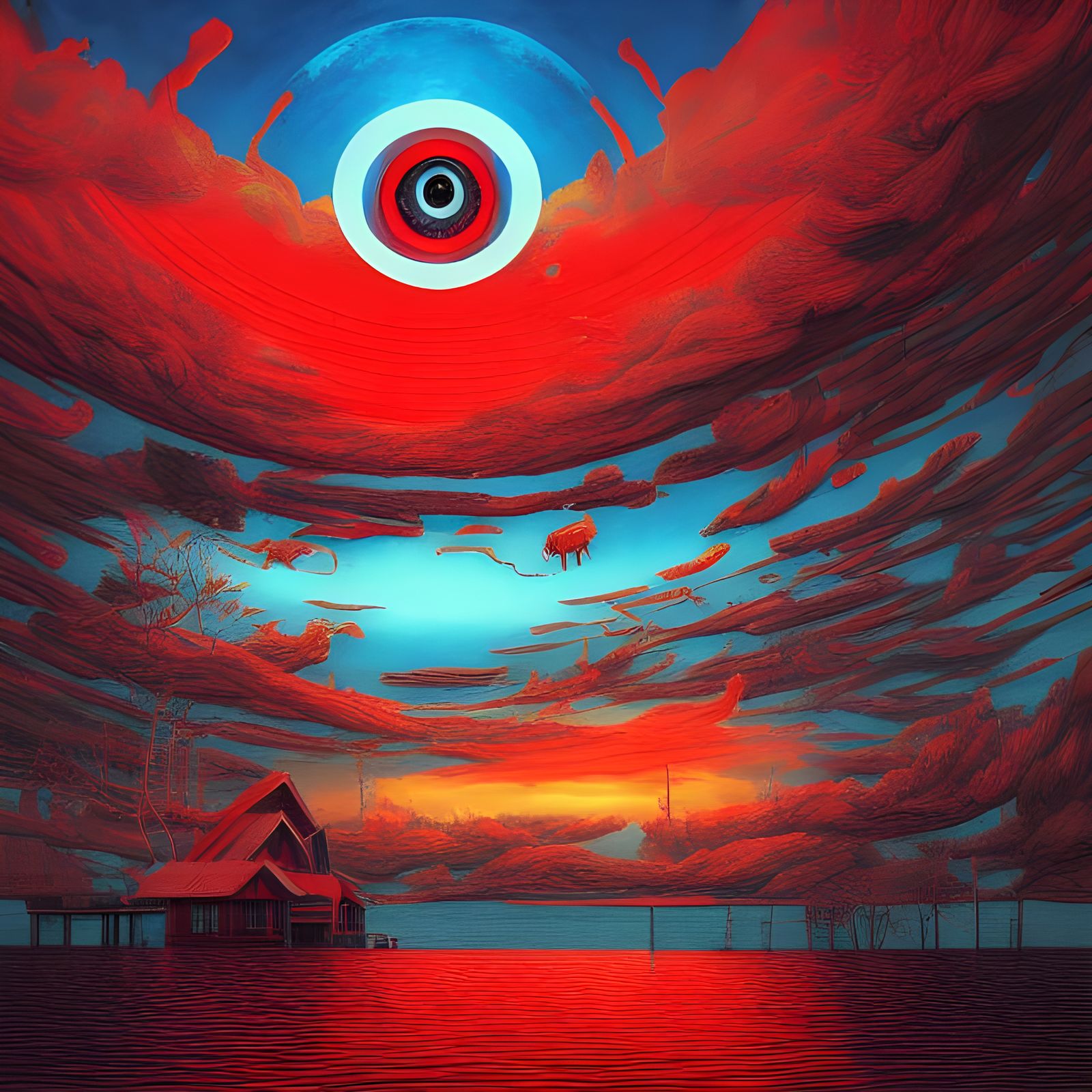 Surreal Eye Over Lake House, Vivid Album Art
