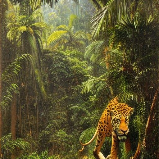 Lush Jungle Landscape in Oil Paint Style