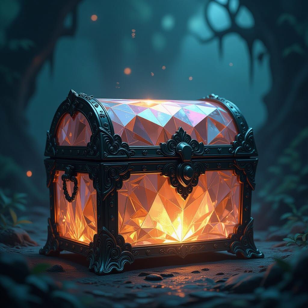 Ornate Crystal Chest in Mystical Fantasy Style