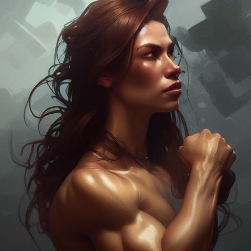 Detailed Portrait of Muscular Women in 8K