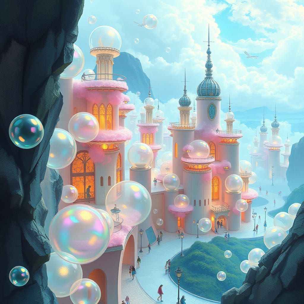 Surrealist Cityscape in Pastel Hues, Inspired by Klee and Po...