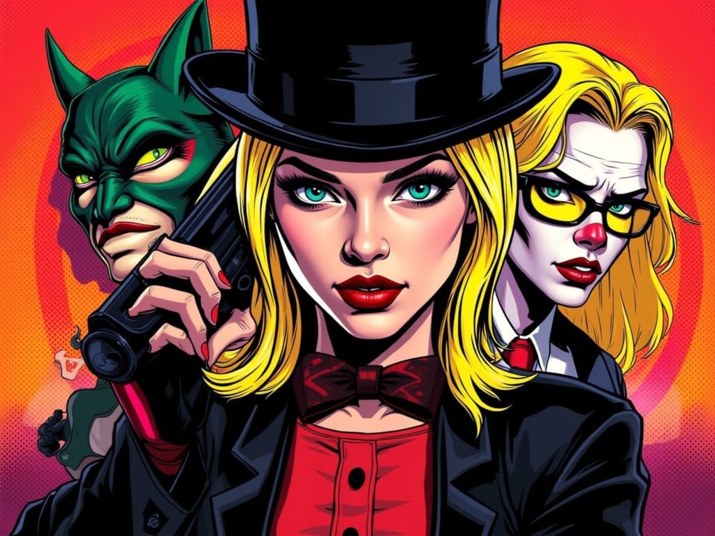 Harley Quinn as Mafia Boss in Graphic Novel Style