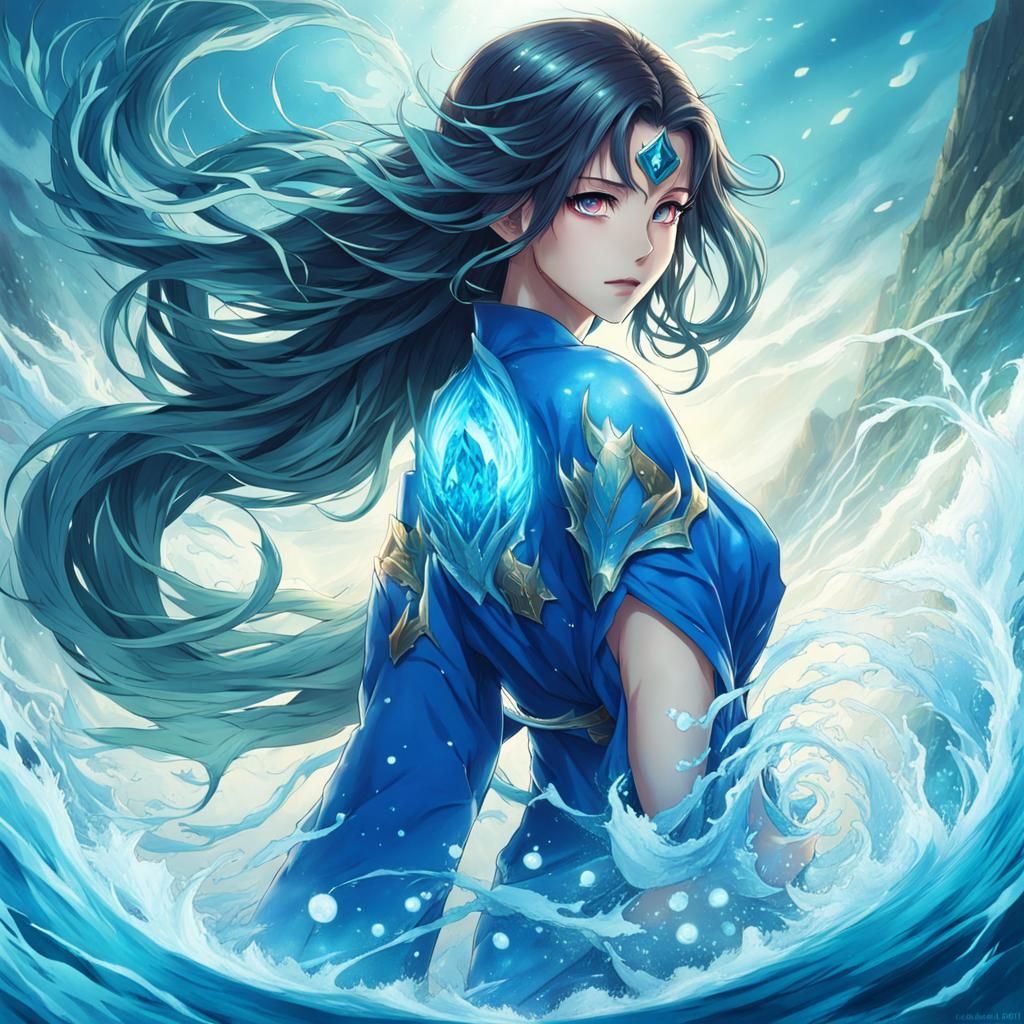 Water Elemental Woman in Anime Style, 4K