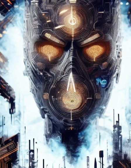 Detailed Ghost Face Mask with Electronic Imprints