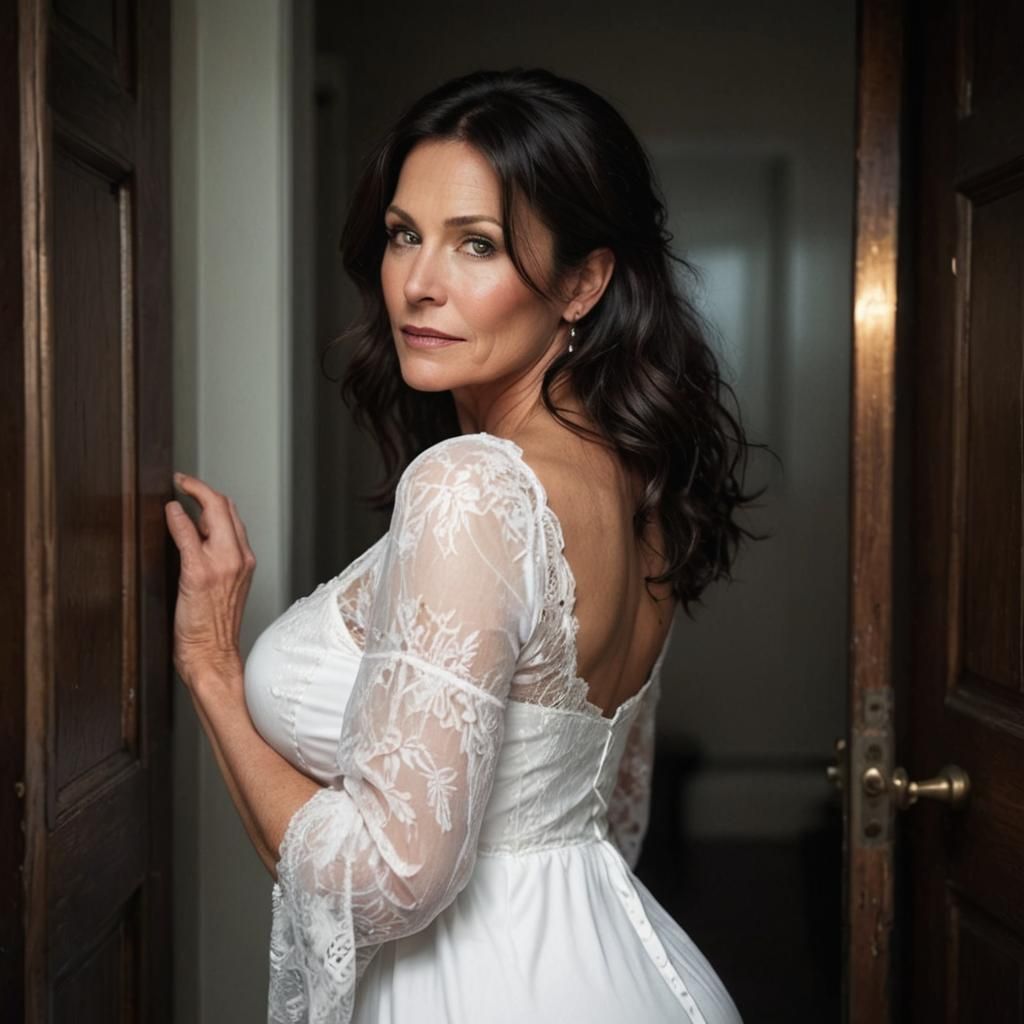 Elegant Woman in Doorway at Night