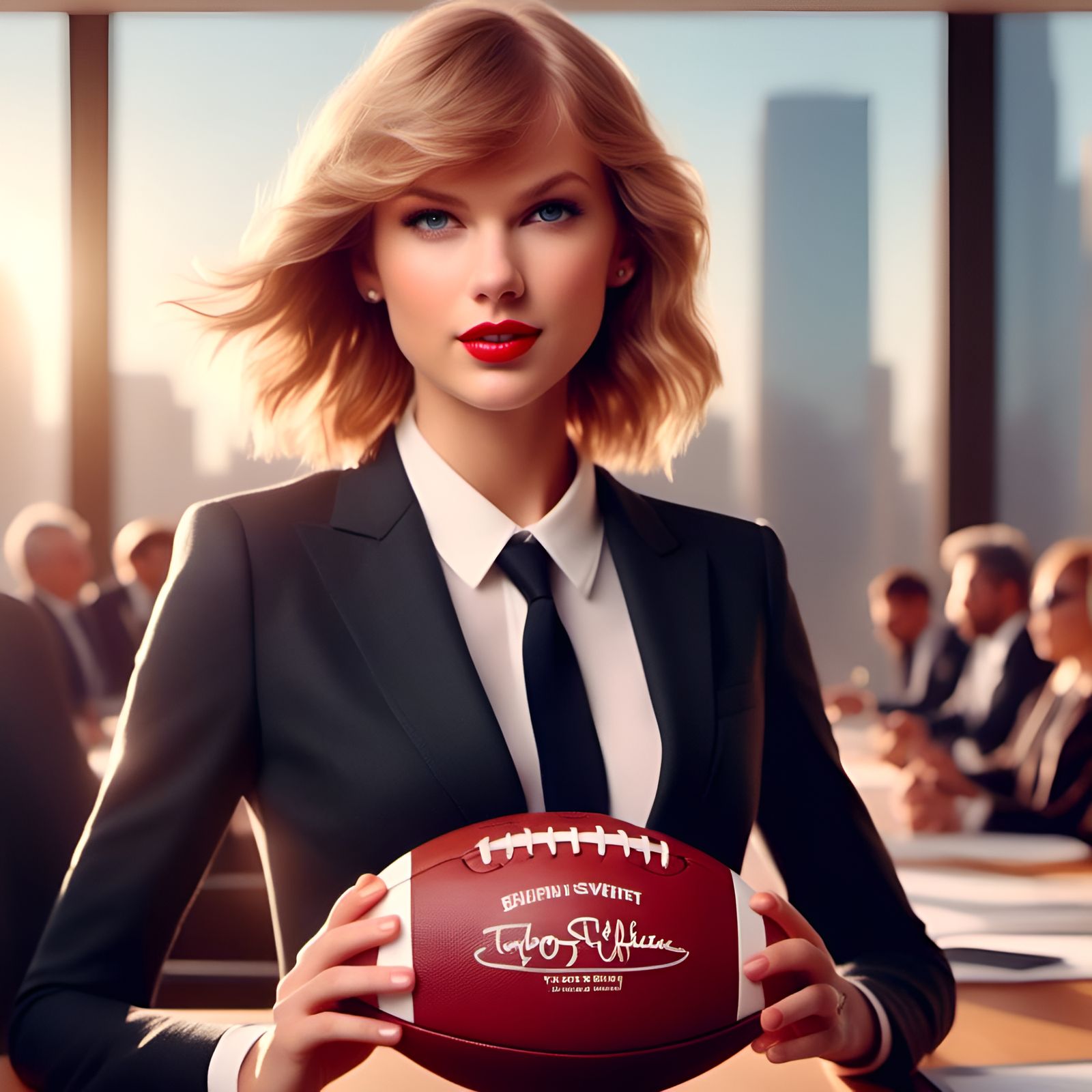 Taylor Swift Cartoon Portrait in Business Suit