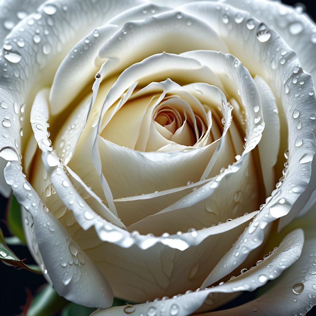 Hyper-Realistic Macro Photo of a White Rose