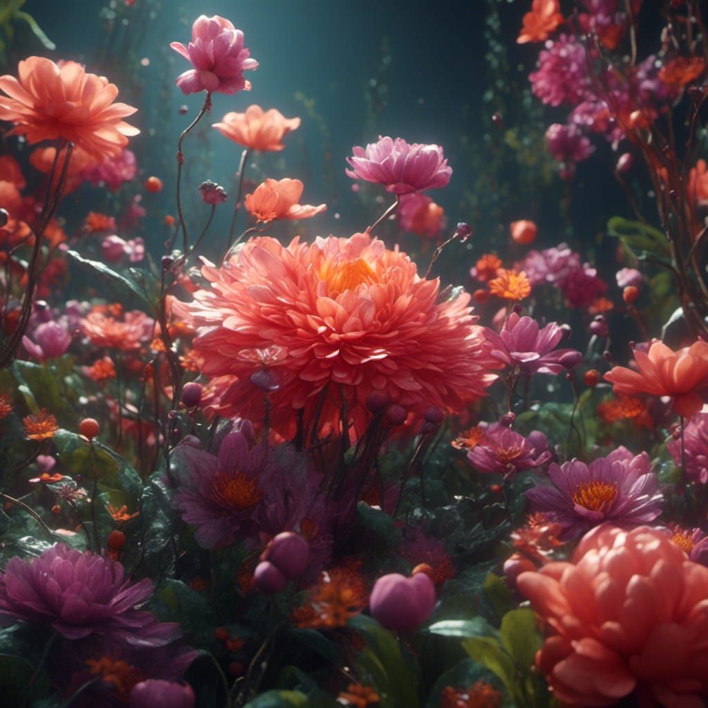 Botanical Illustration with Cross-Hatching and Deep Color