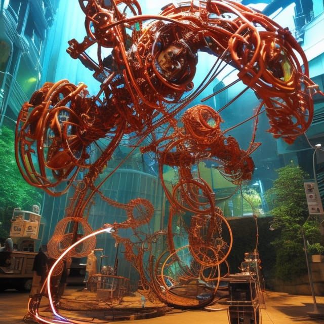 Neon Sea Monster Car in Underwater City