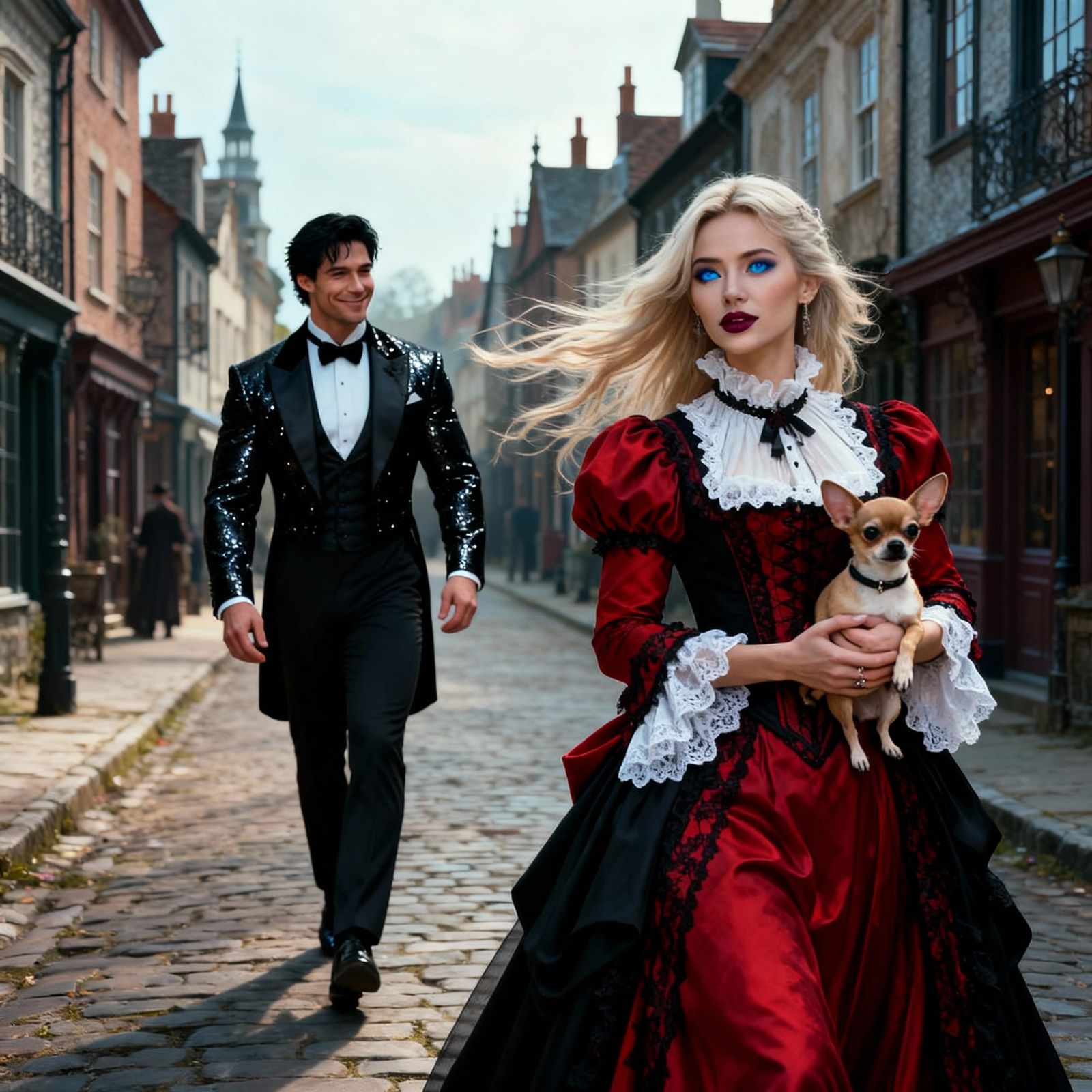 Gothic Fantasy Portrait of Woman in Victorian Town