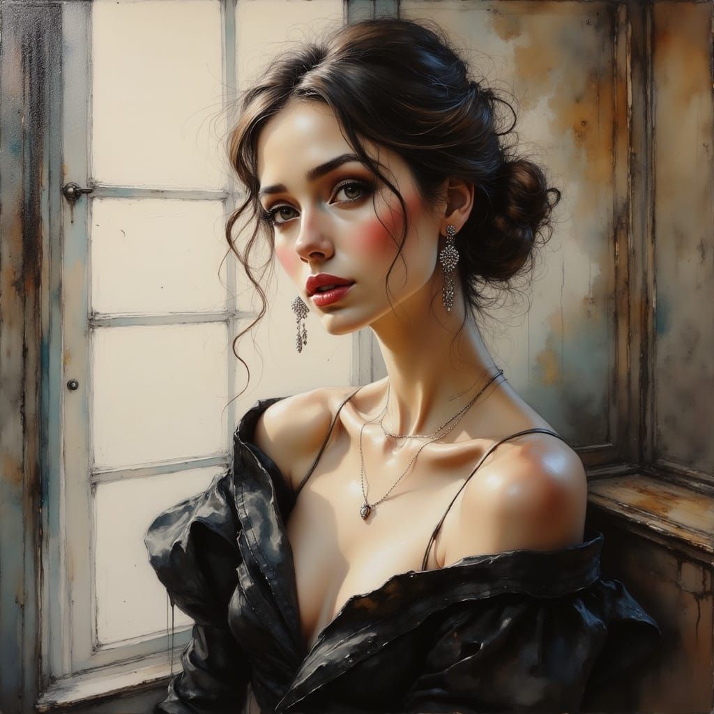 Elegant Oil Portrait of a Timeless Woman