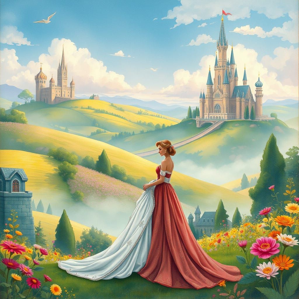 Whimsical Royal Couple in Enchanted Fantasy Land