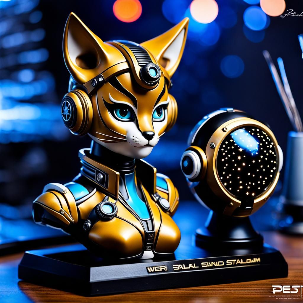Female Anthro Serval Pilot - Resin Bust