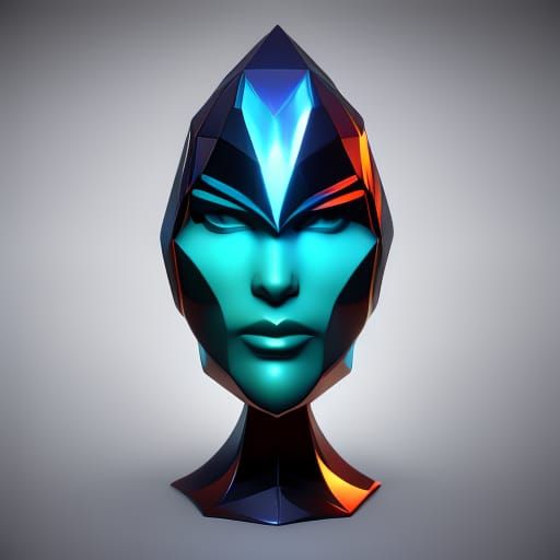 Polygon face sharp translucent glass cristal 3d abstract cubism Euclidean Georgy Kurasov Albert Gleizes trending on Arts...