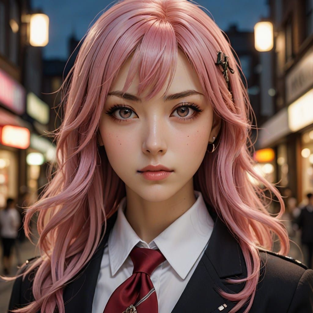 Vintage-Style Portrait of a Young Woman in School Uniform
