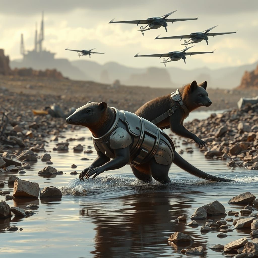 Cybernetic Platypus and Wolverine in Wasteland