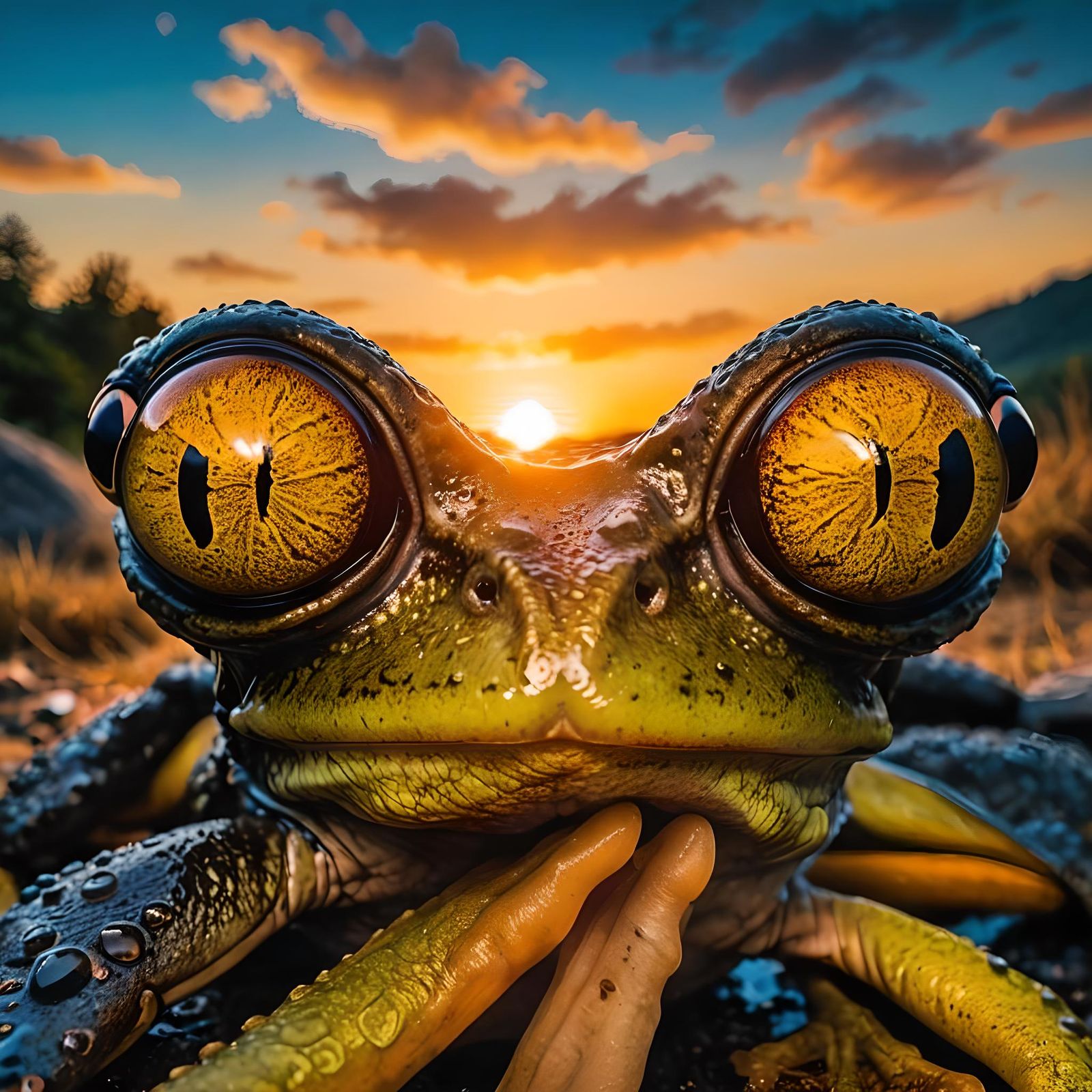Gothic Frog with Enormous Eyes: A Detailed Close-Up
