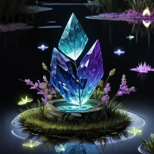 Luminous Moths Above a Crystal Clear Pond