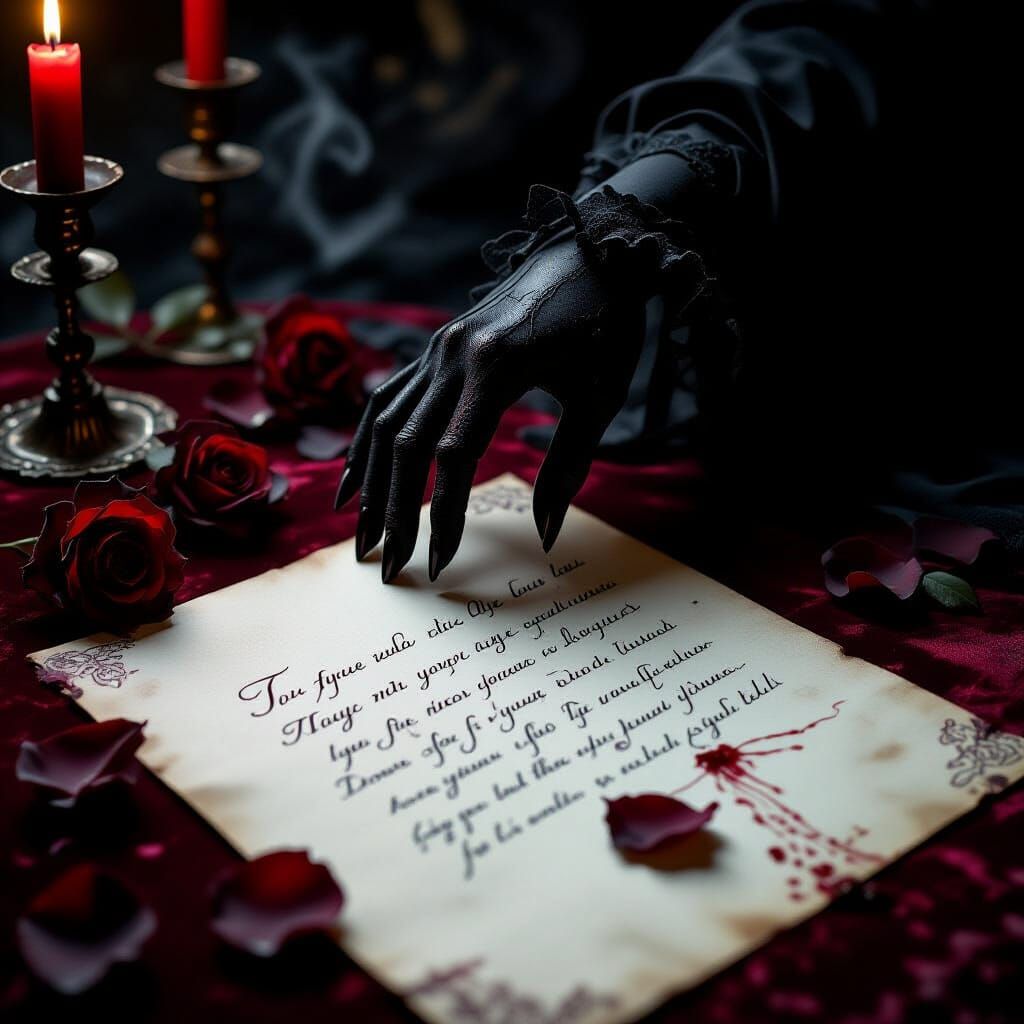 Gothic Love Letter with Ghostly Hand