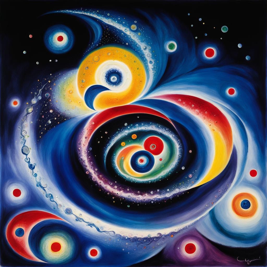 Dreamy Starry Nebulae in Naive Art Style