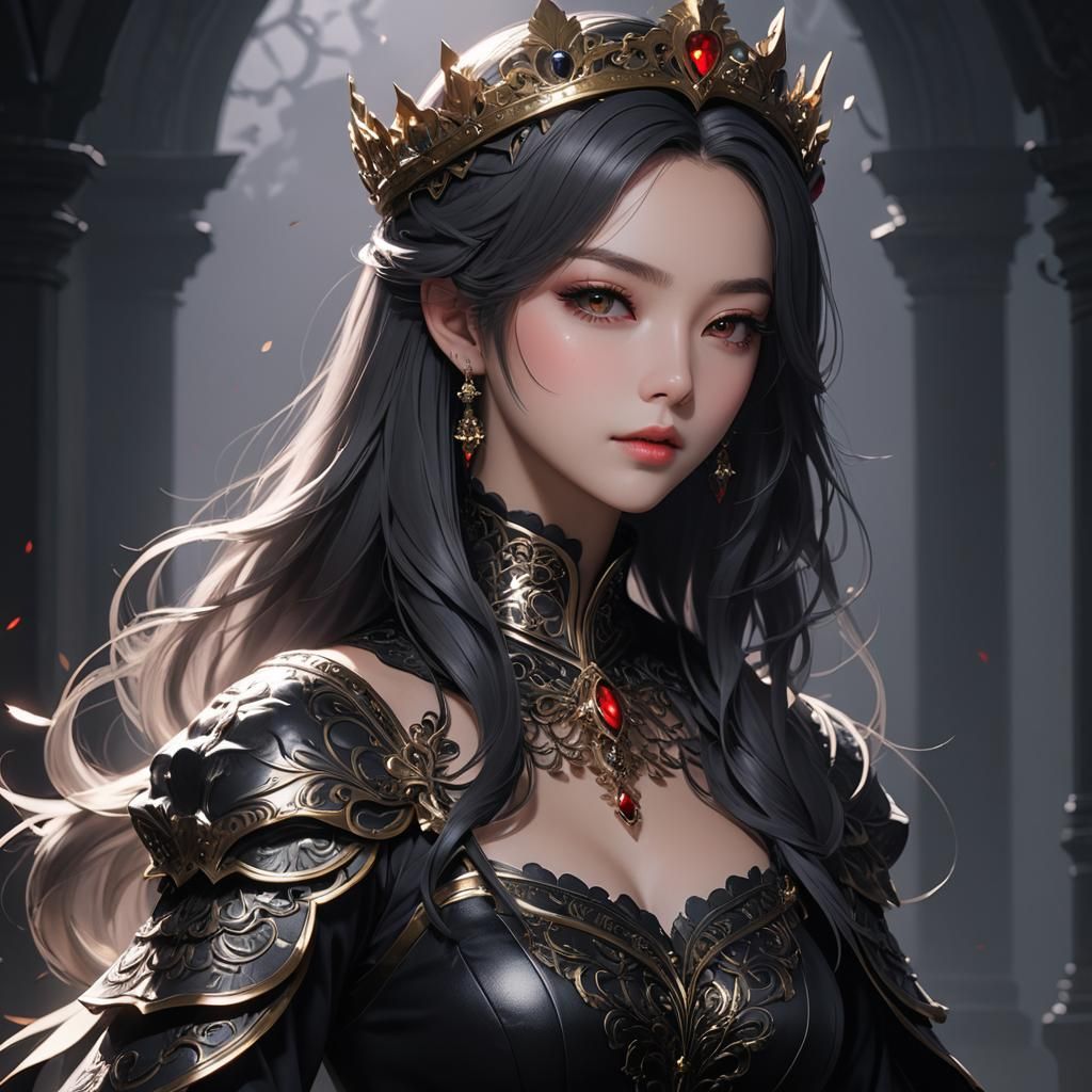 Anime Queen of Shadows: 3D Art Portrait