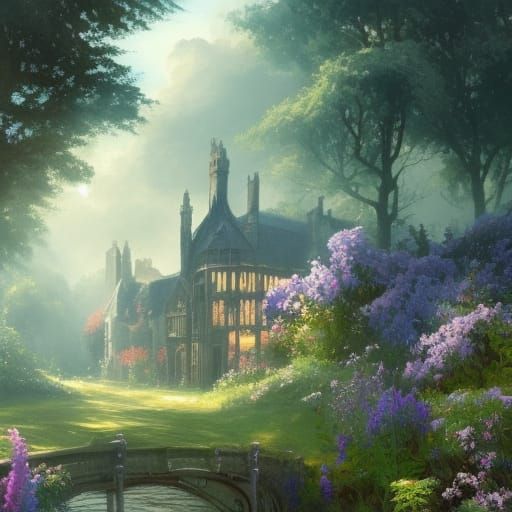 Gothic Victorian Crystal Shop with Flower Garden