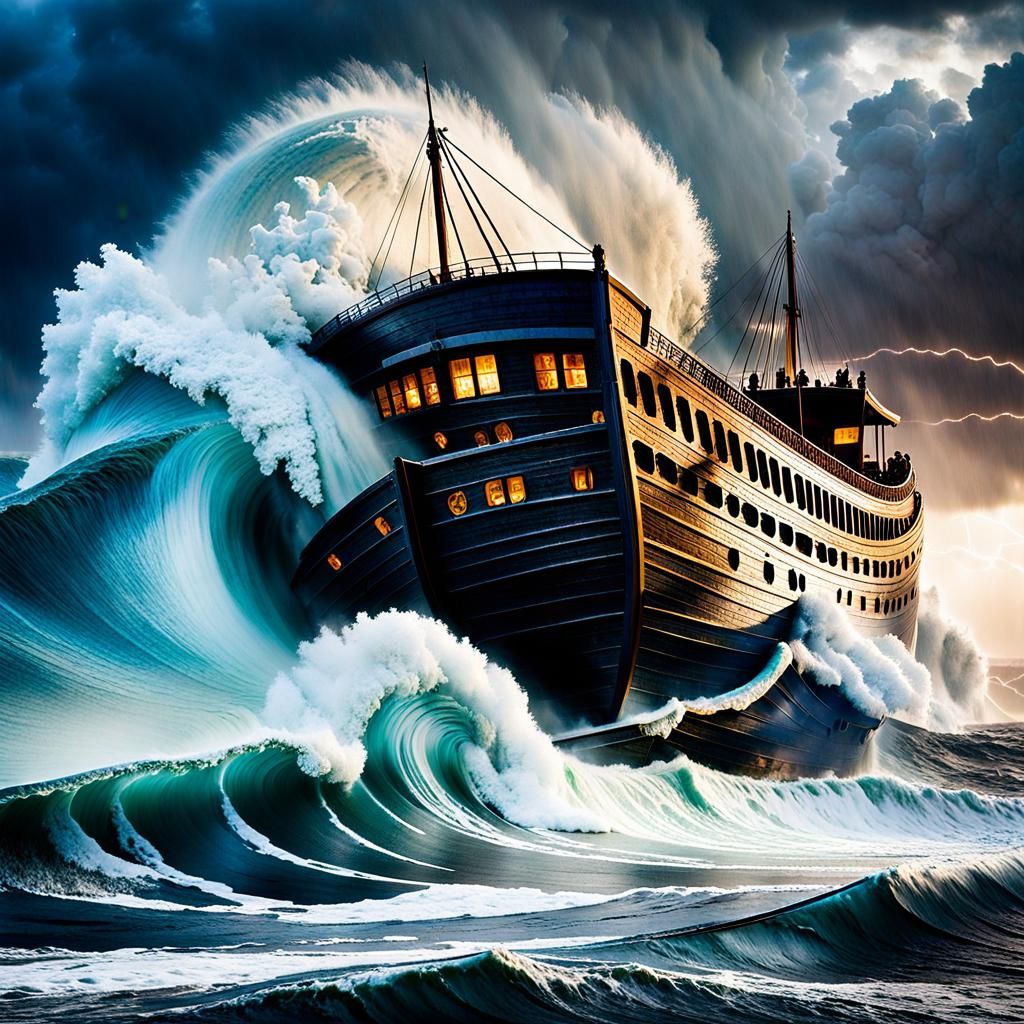 Noah's Ark Amidst Stormy Seas