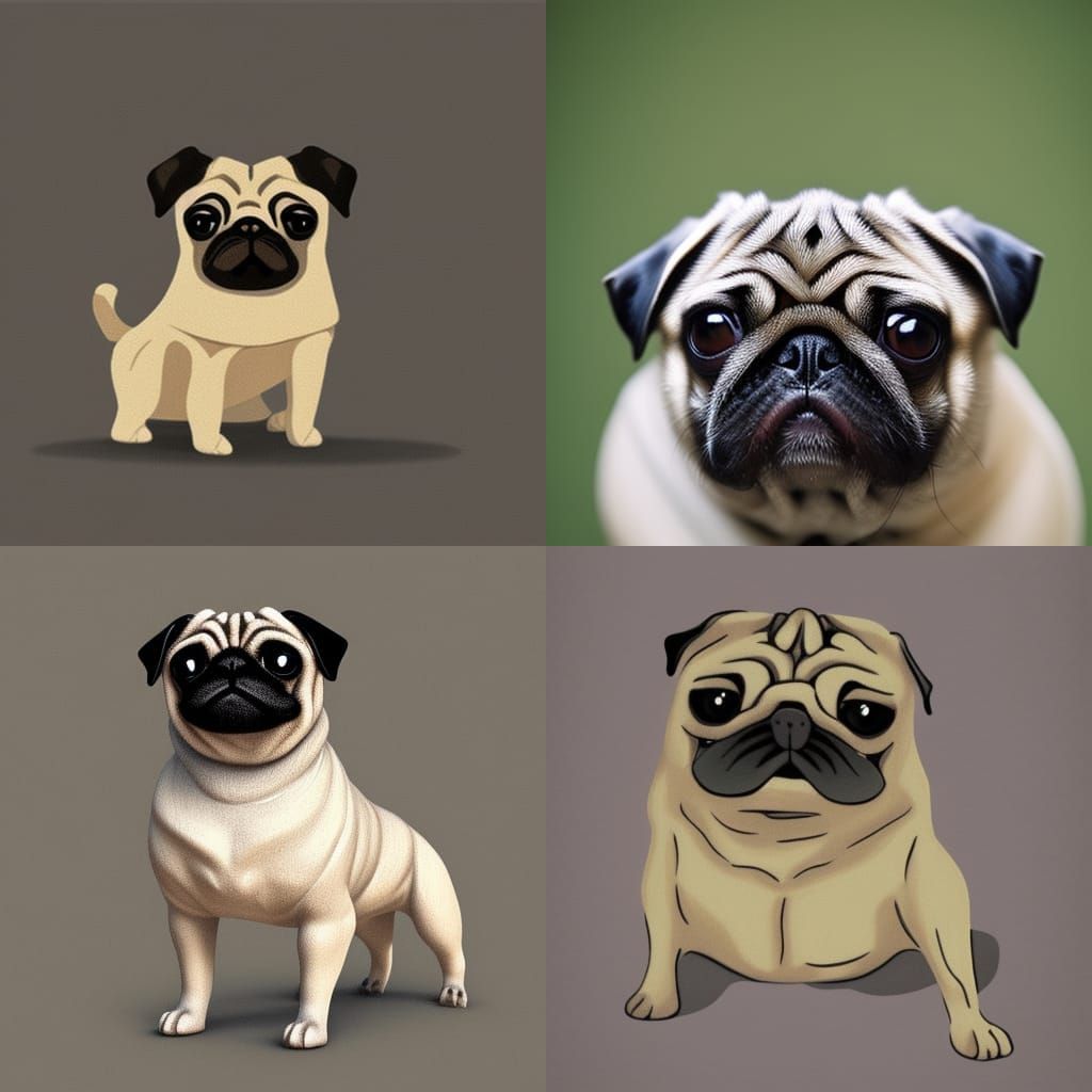 Pug Portrait in Classical Style