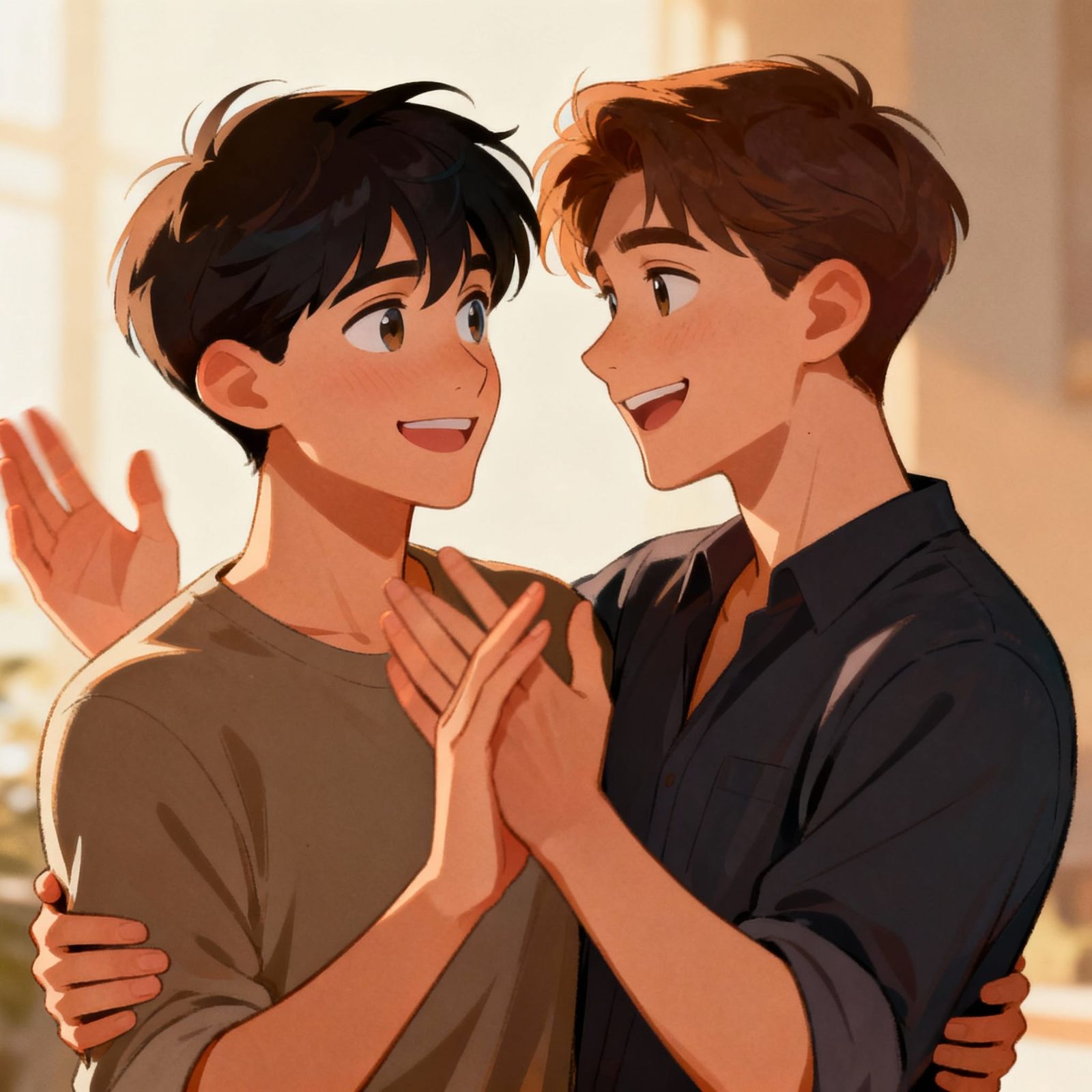 People Greeting with Handshakes and Smiles