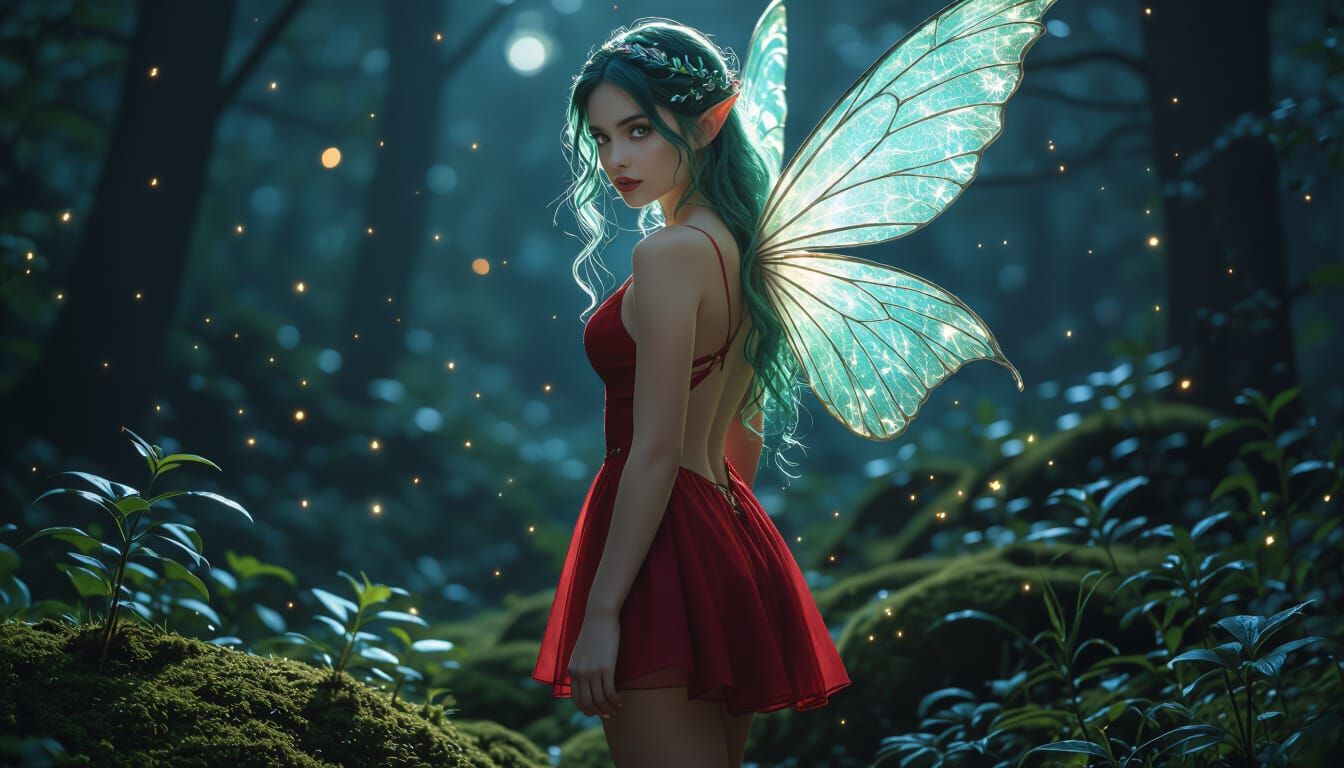 Cinematic Fairy Realism in Moonlit Forest