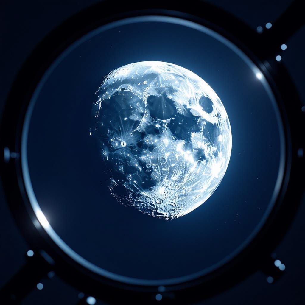 Realistic Moon View Showing Man in the Moon Visage