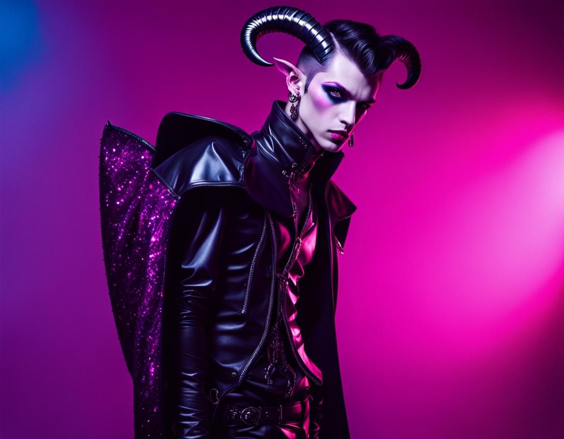 Tiefling Rogue with Glam Rock Pastel Makeup