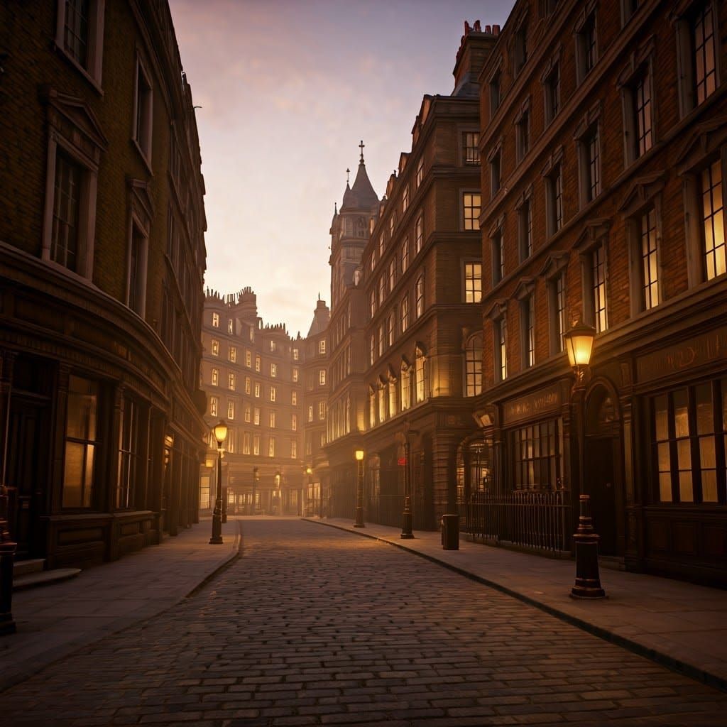 London Street at Dusk in Cinematic 3D