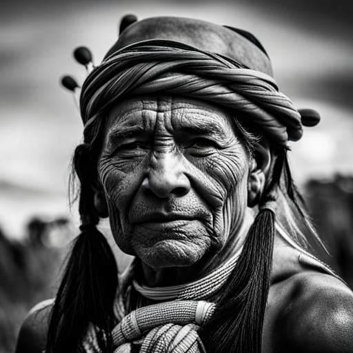 Monochrome Portrait of Tupi Guarani Chief