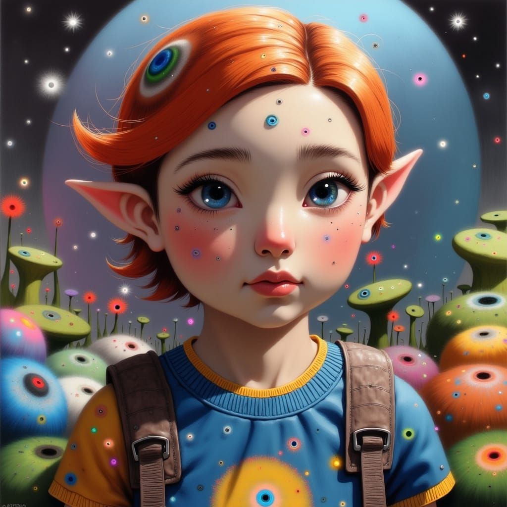 Vibrant Oil Painting in Triadic Colors, Close-Up