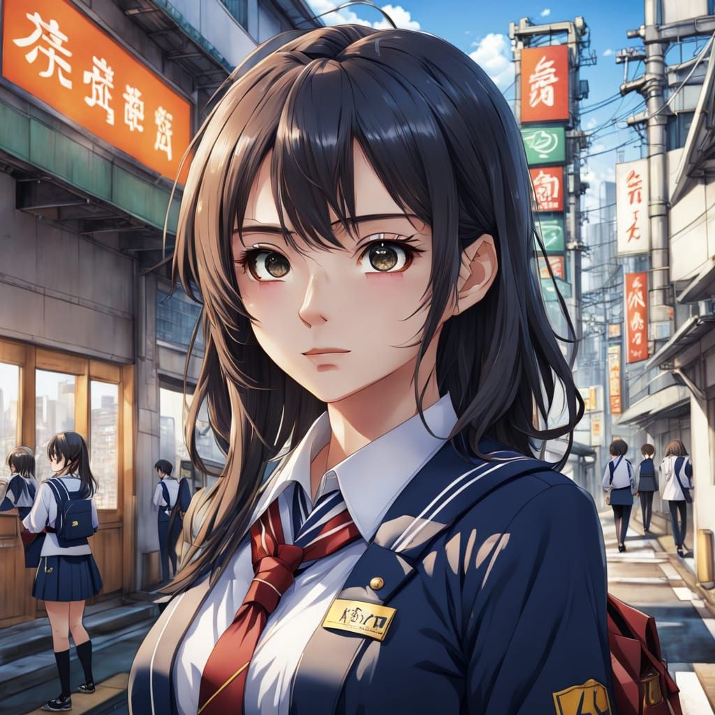 Anime Schoolgirl in Tokyo