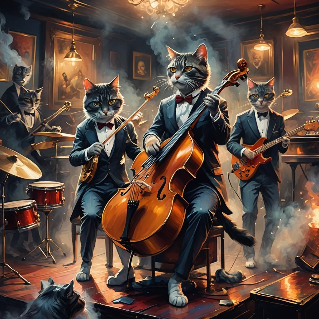 Cats Play Jazz in Smoky Club, Abstract Expressionism