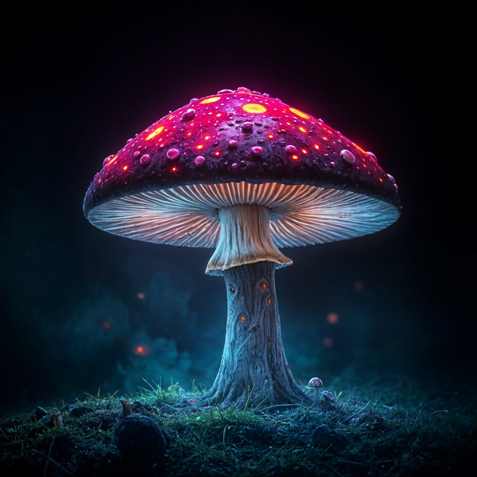 Dark Mushroom with Colorful Spots