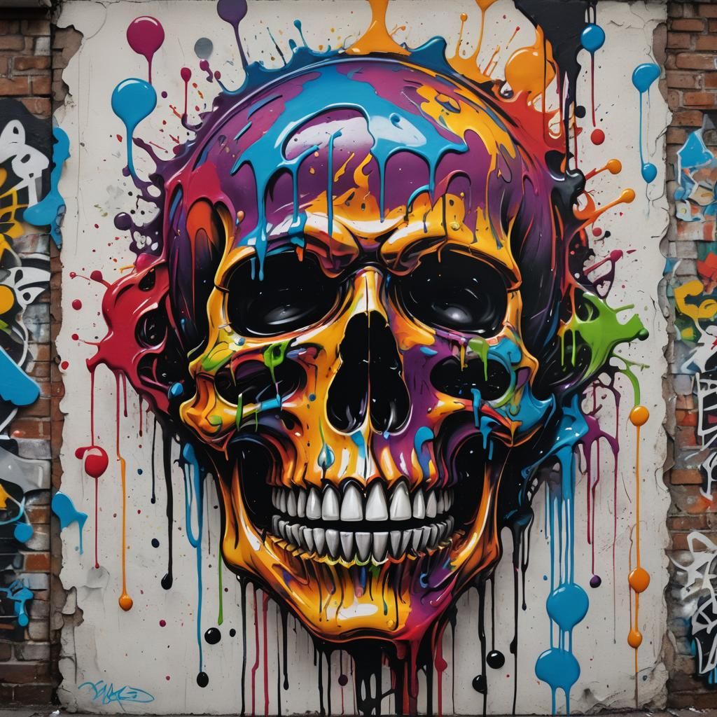 Graffiti Skull Splash Art: Happiness is Death