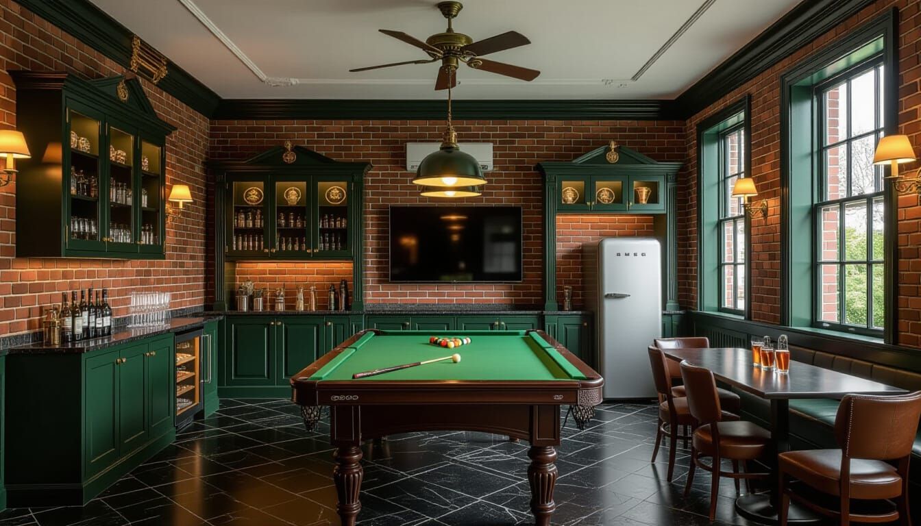 Victorian Billiards Room: Hyperrealistic Digital Painting