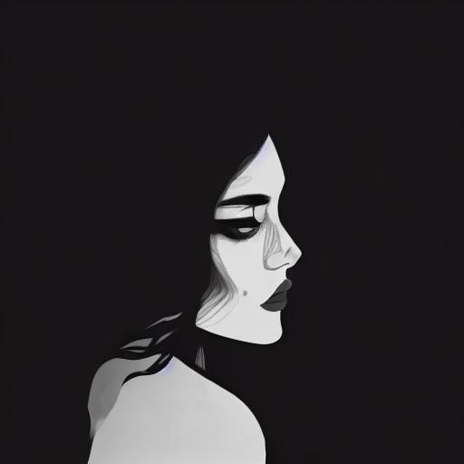 Melancholy Girl in Alien Starscape: Charcoal Drawing