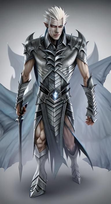 Icy Demon with Platinum Hair Digital Painting