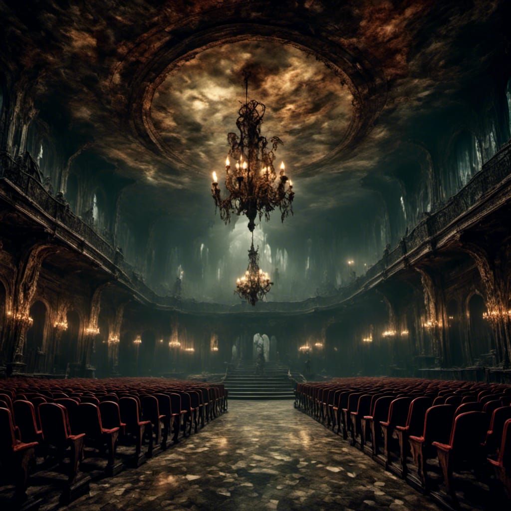 Sinister Empty Movie Hall in Art Nouveau Style