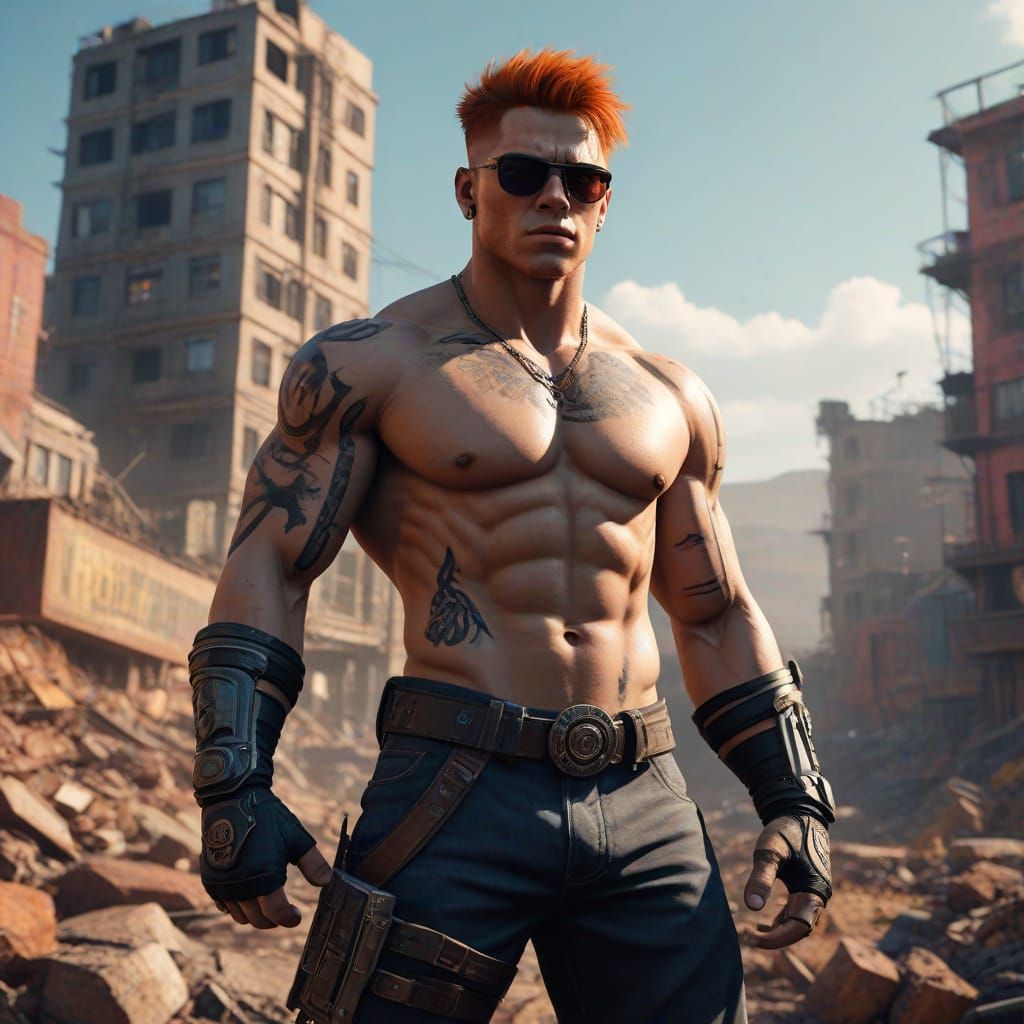 Wrestler Overlooking Post-Apocalyptic Wasteland