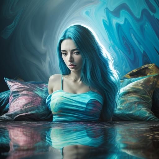 Abstract Fauvist Expressionism: Lone Figure in Shadows